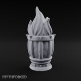 Spike-Rimmed Stave-Paneled Floor Brazier Miniature for Dungeons and Dragons, Pathfinder or other TTRPGs