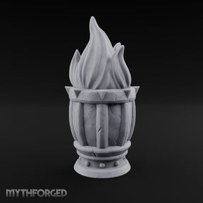 Spike-Rimmed Stave-Paneled Floor Brazier Miniature for Dungeons and Dragons, Pathfinder or other TTRPGs