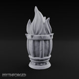 Spike-Rimmed Stave-Paneled Floor Brazier Miniature for Dungeons and Dragons, Pathfinder or other TTRPGs