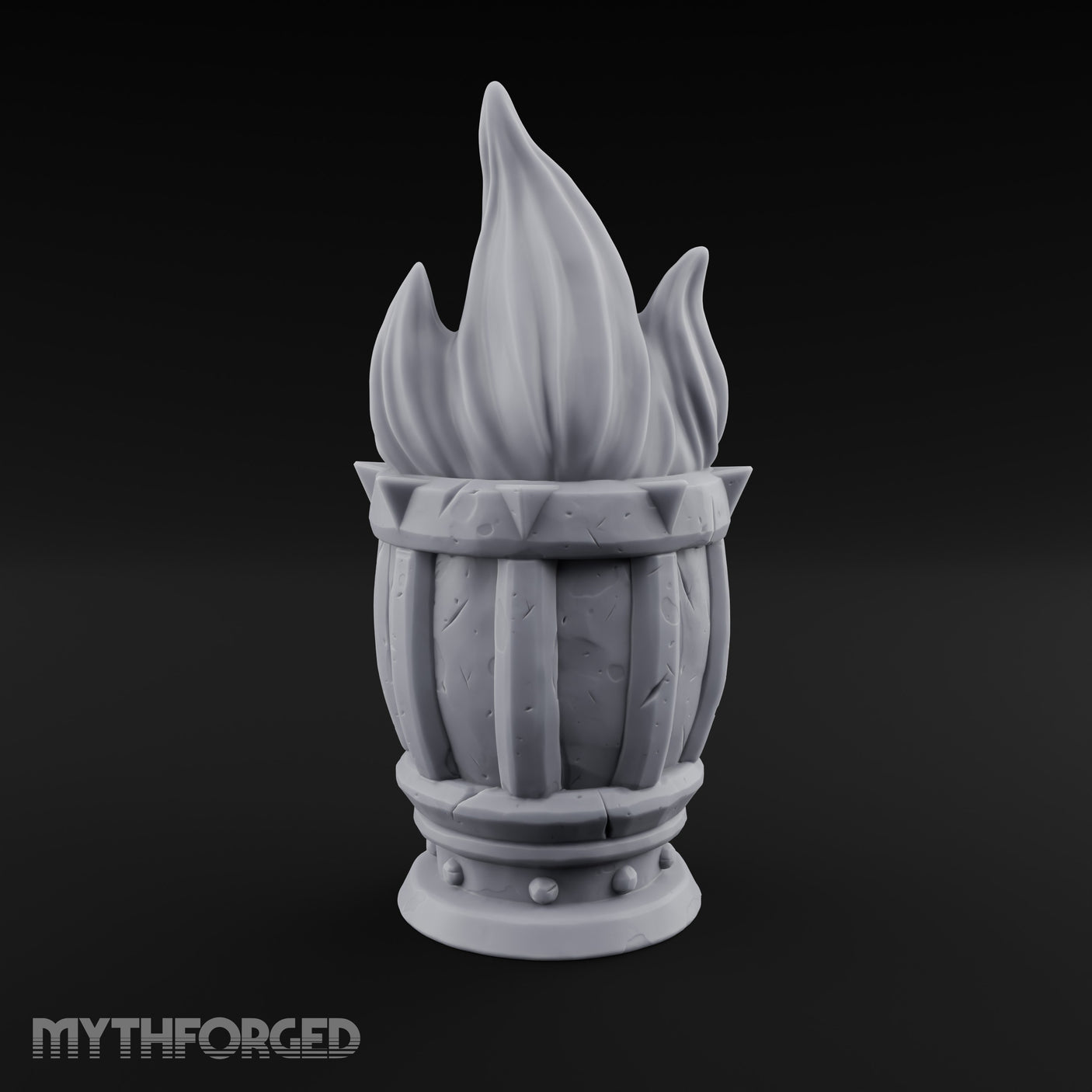 Spike-Rimmed Stave-Paneled Floor Brazier Miniature for Dungeons and Dragons, Pathfinder or other TTRPGs