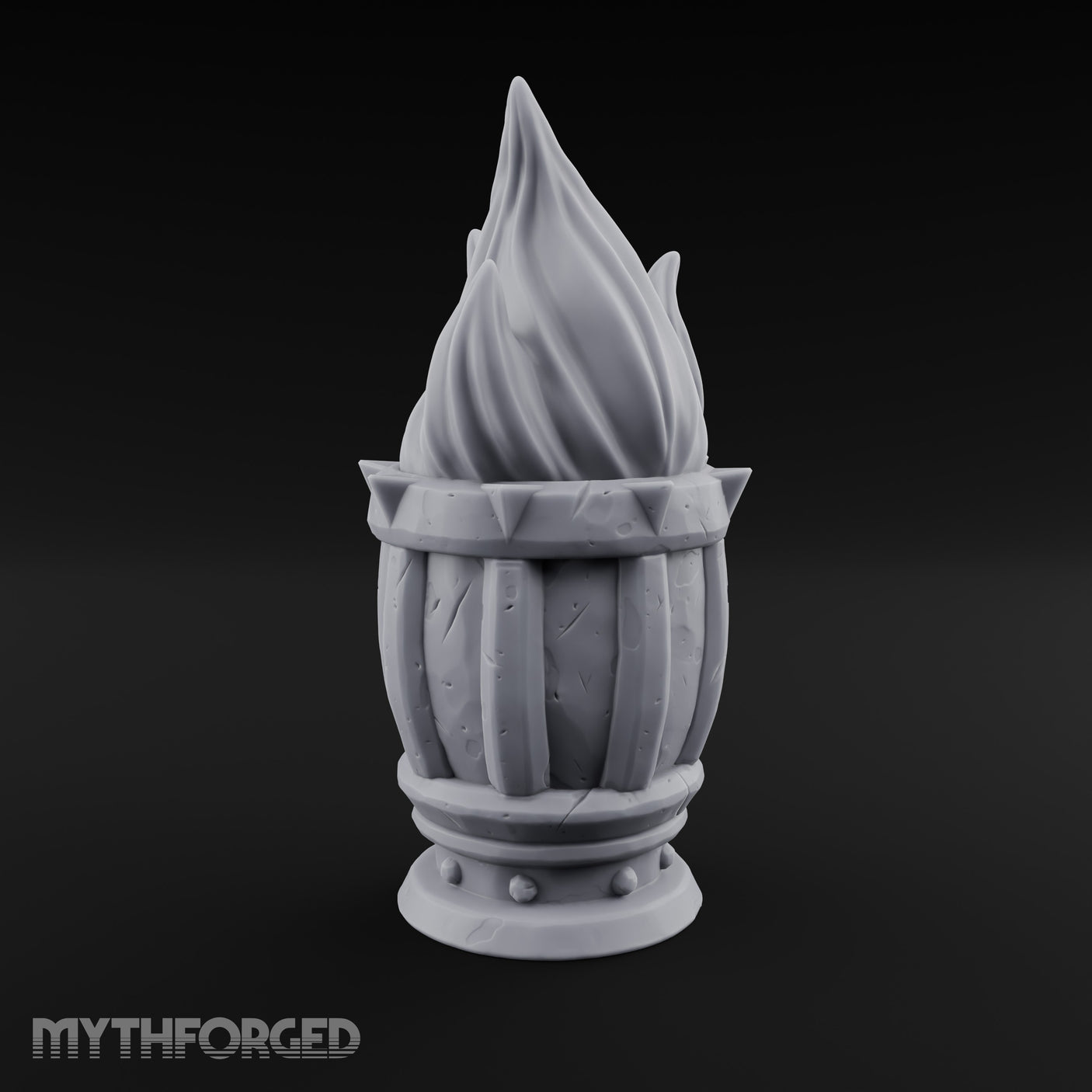 Spike-Rimmed Stave-Paneled Floor Brazier Miniature for Dungeons and Dragons, Pathfinder or other TTRPGs