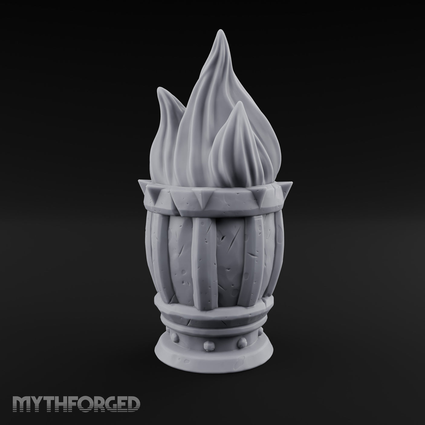 Spike-Rimmed Stave-Paneled Floor Brazier Miniature for Dungeons and Dragons, Pathfinder or other TTRPGs