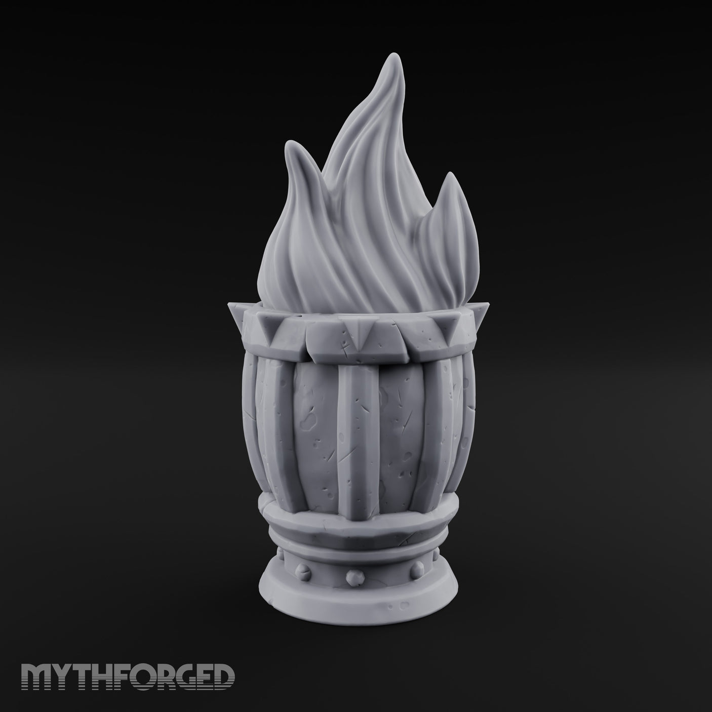 Spike-Rimmed Stave-Paneled Floor Brazier Miniature for Dungeons and Dragons, Pathfinder or other TTRPGs