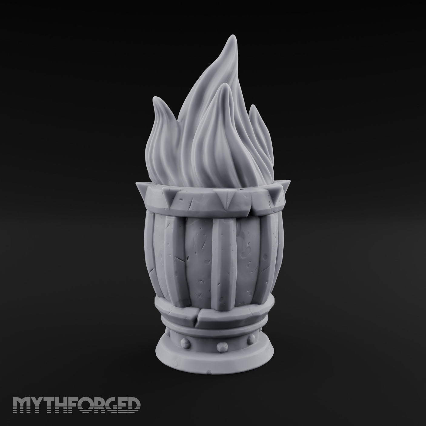 Spike-Rimmed Stave-Paneled Floor Brazier Miniature for Dungeons and Dragons, Pathfinder or other TTRPGs