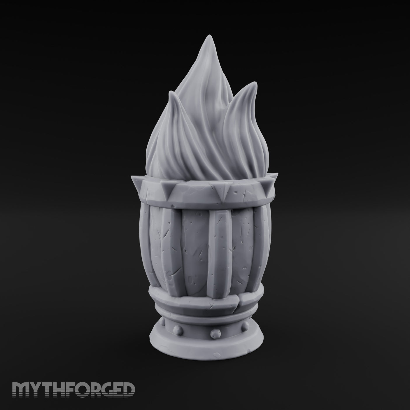 Spike-Rimmed Stave-Paneled Floor Brazier Miniature for Dungeons and Dragons, Pathfinder or other TTRPGs