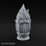 Spike-Rimmed Stave-Paneled Floor Brazier Miniature for Dungeons and Dragons, Pathfinder or other TTRPGs