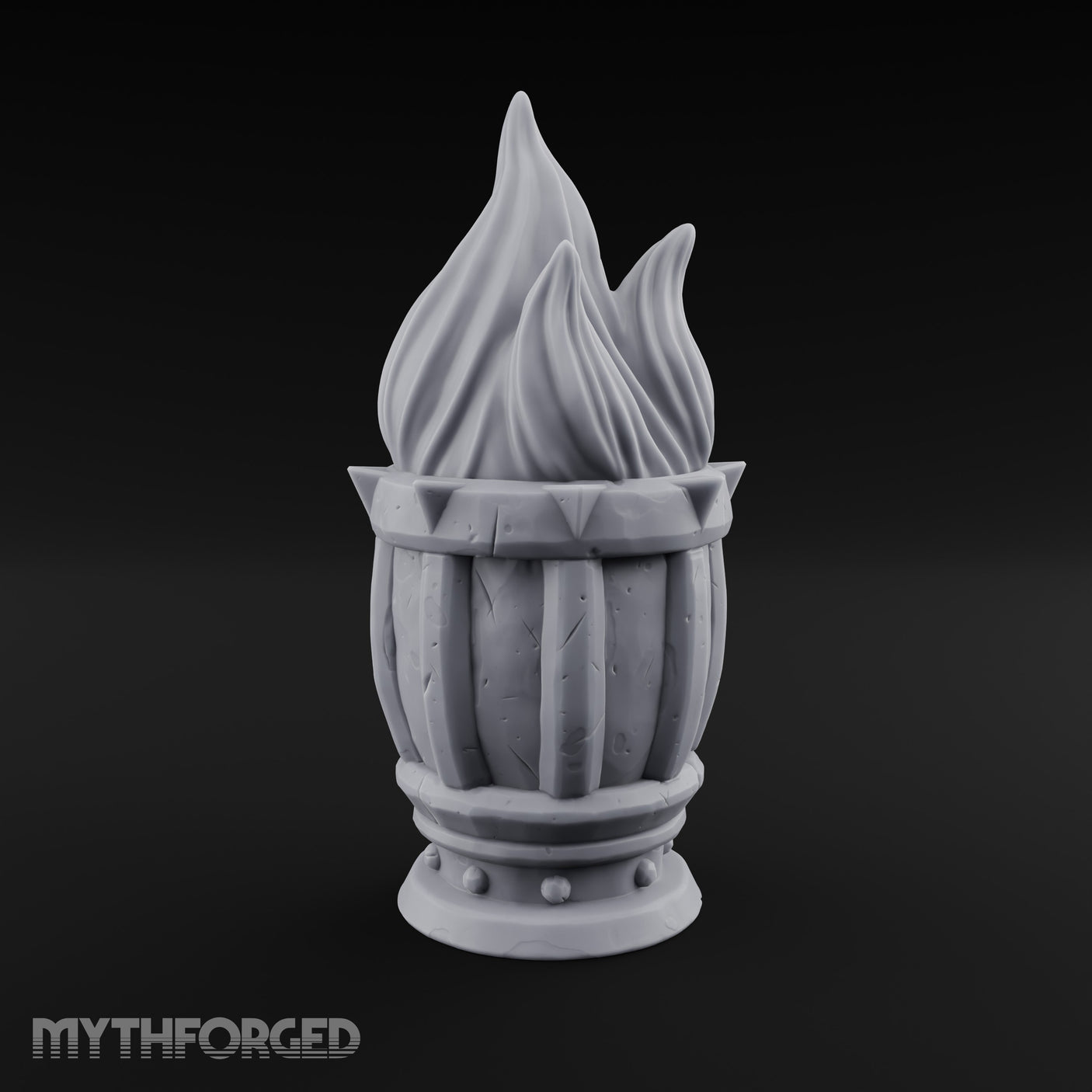 Spike-Rimmed Stave-Paneled Floor Brazier Miniature for Dungeons and Dragons, Pathfinder or other TTRPGs