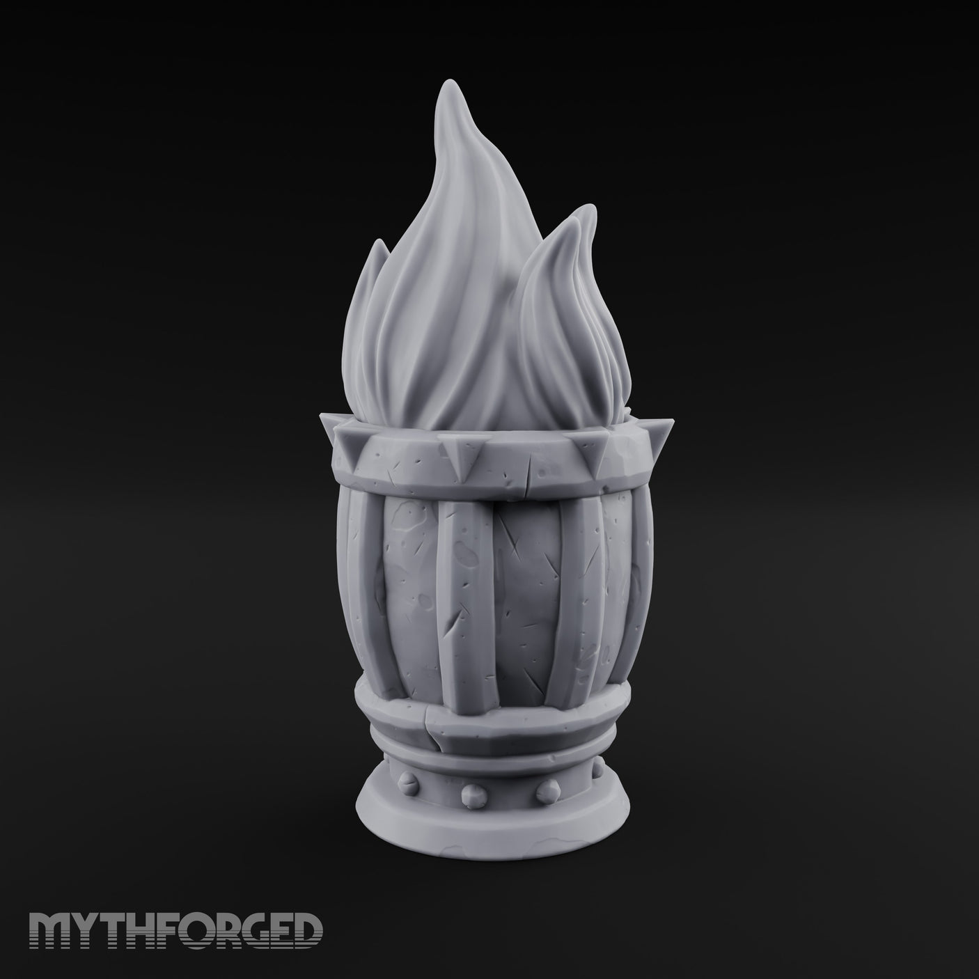 Spike-Rimmed Stave-Paneled Floor Brazier Miniature for Dungeons and Dragons, Pathfinder or other TTRPGs