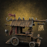 Spike-Rimmed Trinket-Hung Goblin Market Cart — painted concept preview (miniature supplied unpainted)