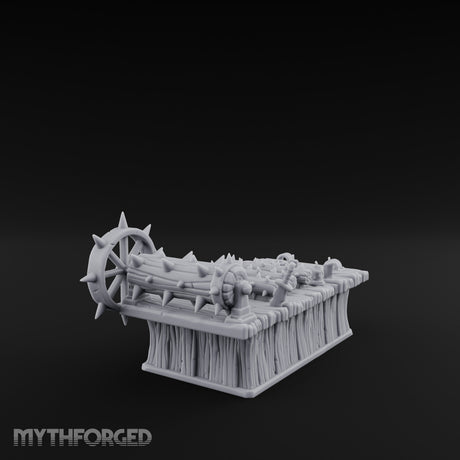 Spike-Rolled Skull-Scattered Torture Rack Table Miniature for Dungeons and Dragons, Pathfinder or other TTRPGs