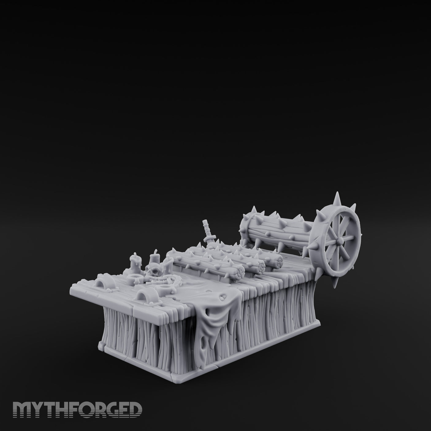 Spike-Rolled Skull-Scattered Torture Rack Table gallery 9