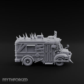Spike-Roofed Plank-Armored Apocalypse Bus Miniature for Dungeons and Dragons, Pathfinder or other TTRPGs