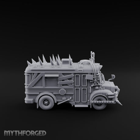 Spike-Roofed Plank-Armored Apocalypse Bus Miniature for Dungeons and Dragons, Pathfinder or other TTRPGs
