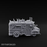 Spike-Roofed Plank-Armored Apocalypse Bus Miniature for Dungeons and Dragons, Pathfinder or other TTRPGs