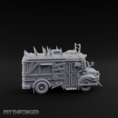 Spike-Roofed Plank-Armored Apocalypse Bus Miniature for Dungeons and Dragons, Pathfinder or other TTRPGs