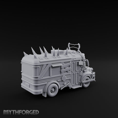 Spike-Roofed Plank-Armored Apocalypse Bus Miniature for Dungeons and Dragons, Pathfinder or other TTRPGs