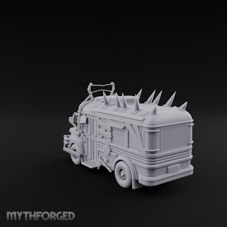 Spike-Roofed Plank-Armored Apocalypse Bus Miniature for Dungeons and Dragons, Pathfinder or other TTRPGs