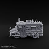 Spike-Roofed Plank-Armored Apocalypse Bus Miniature for Dungeons and Dragons, Pathfinder or other TTRPGs