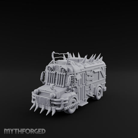 Spike-Roofed Plank-Armored Apocalypse Bus Miniature for Dungeons and Dragons, Pathfinder or other TTRPGs