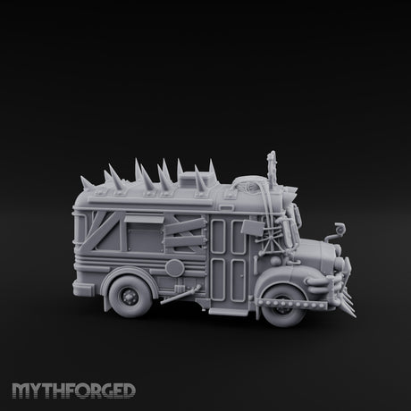 Spike-Roofed Plank-Armored Apocalypse Bus Miniature for Dungeons and Dragons, Pathfinder or other TTRPGs