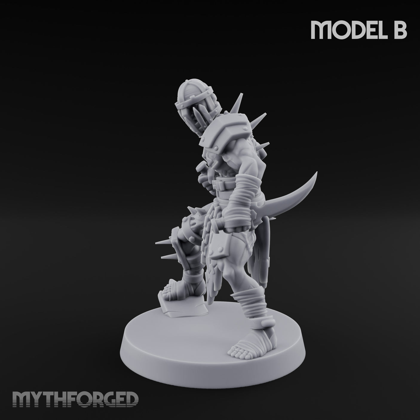 Spike Studded Blade Wielding Wretched Marauder B Miniature for Dungeons and Dragons, Pathfinder or other TTRPGs