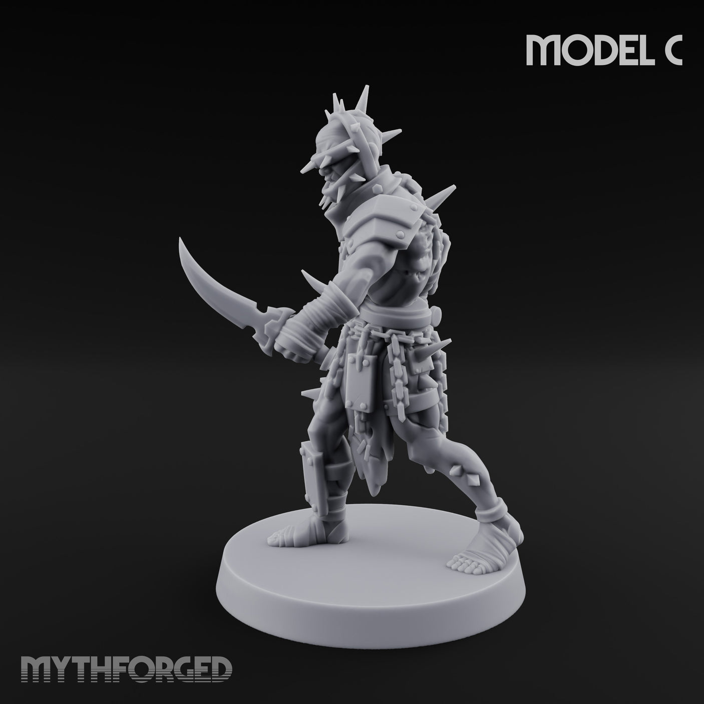 Spike Studded Blade Wielding Wretched Marauder C Miniature for Dungeons and Dragons, Pathfinder or other TTRPGs