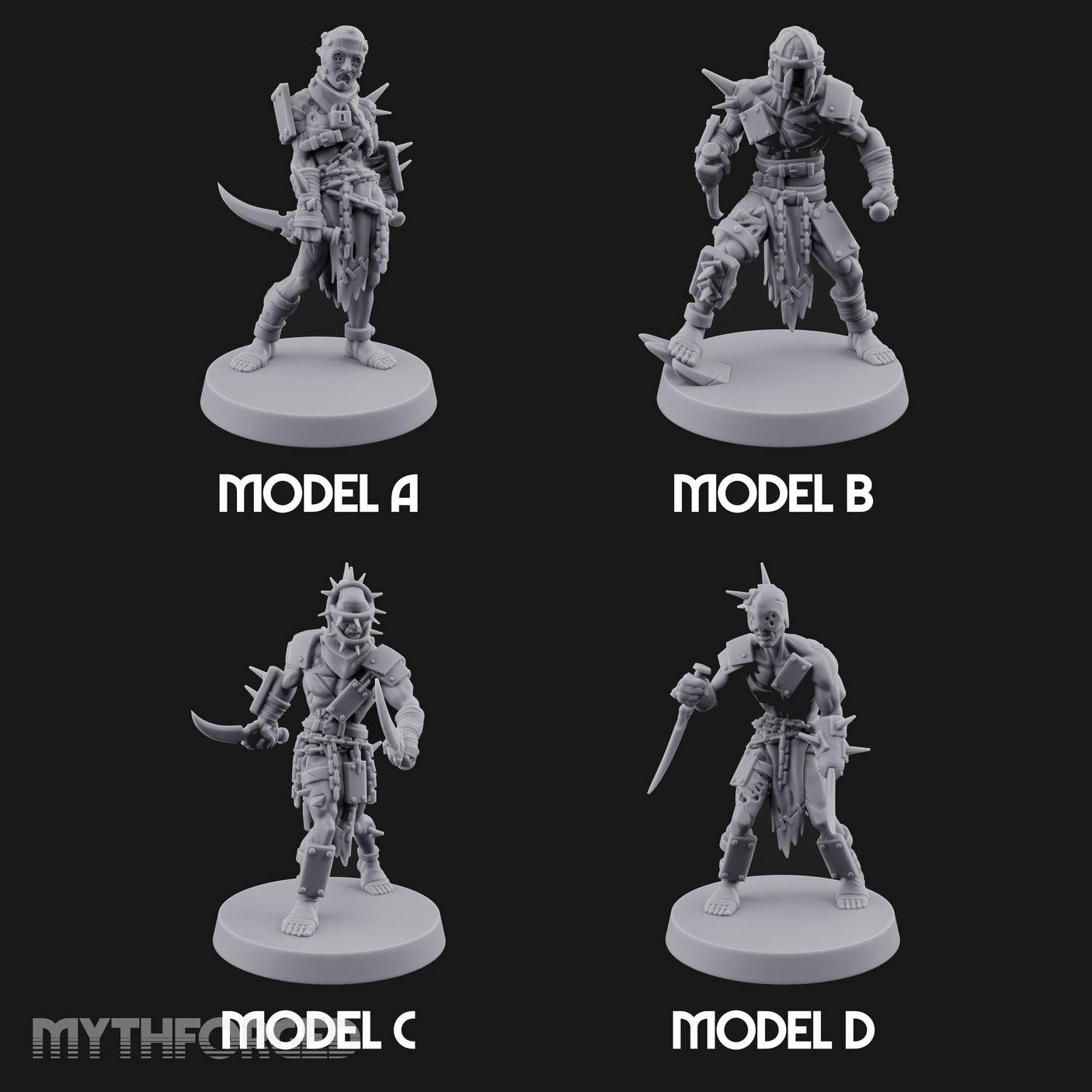 Spike Studded Blade Wielding Wretched Marauders Miniature for Dungeons and Dragons, Pathfinder or other TTRPGs