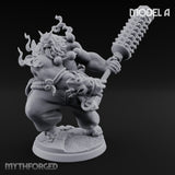 Spiked Club Swinging Oni Brute A Miniature for Dungeons and Dragons, Pathfinder or other TTRPGs