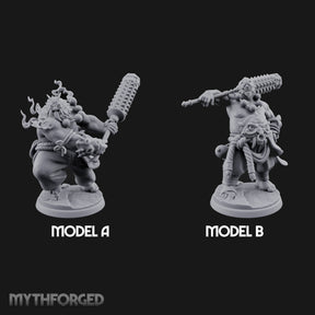 Spiked Club Swinging Oni Brutes Miniature for Dungeons and Dragons, Pathfinder or other TTRPGs