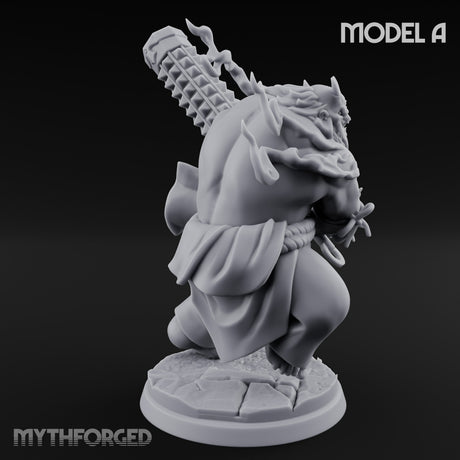 Spiked Club Swinging Oni Brutes Miniature for Dungeons and Dragons, Pathfinder or other TTRPGs