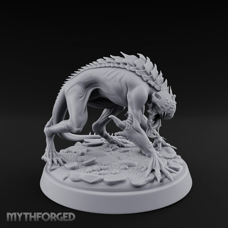 Spine Ridged Lunging Hell Hound Miniature for Dungeons and Dragons, Pathfinder or other TTRPGs