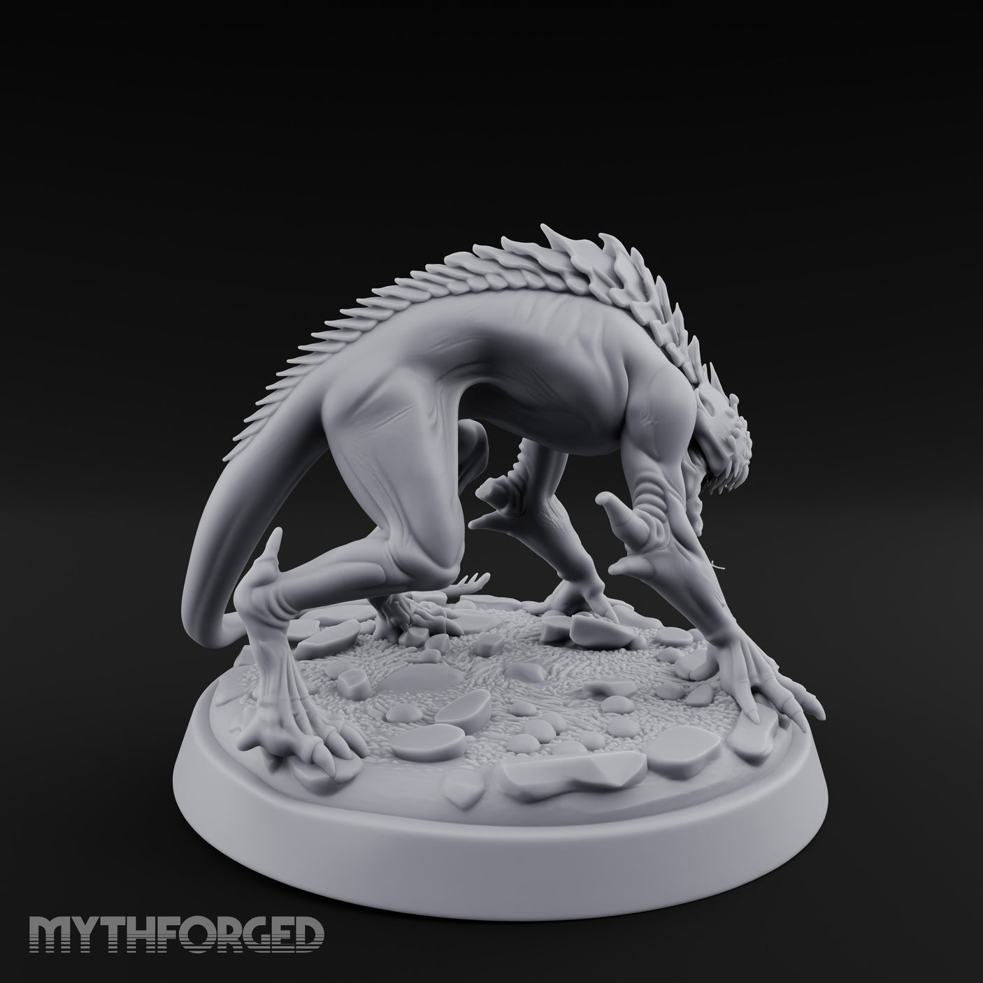 Spine Ridged Lunging Hell Hound Miniature for Dungeons and Dragons, Pathfinder or other TTRPGs