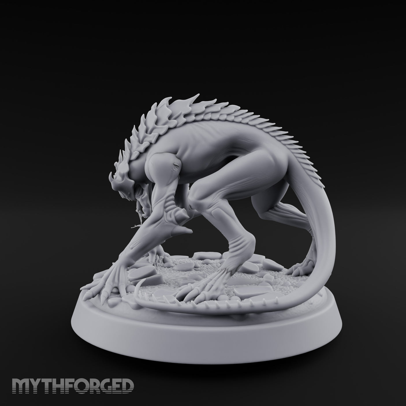 Spine Ridged Lunging Hell Hound Miniature for Dungeons and Dragons, Pathfinder or other TTRPGs