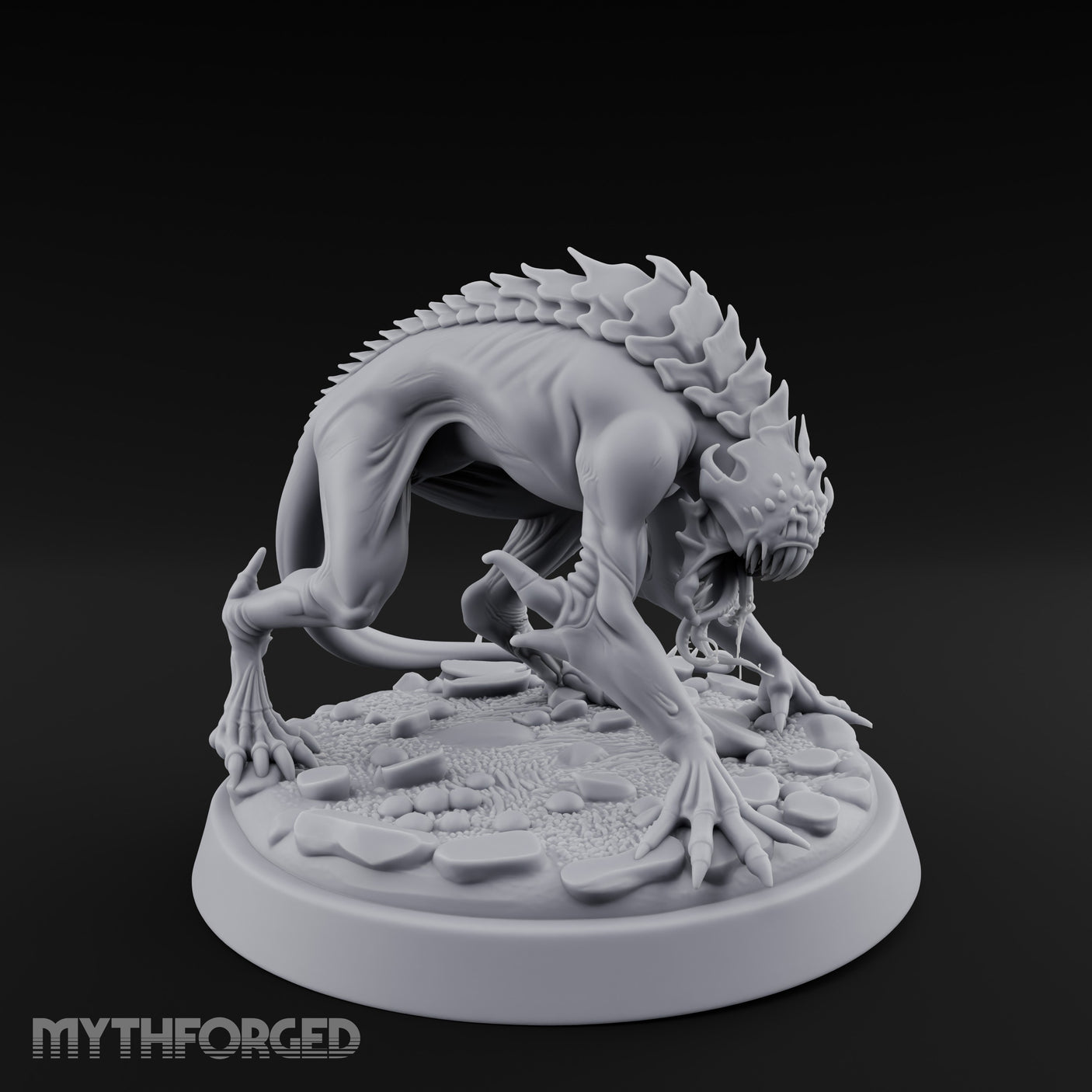 Spine Ridged Lunging Hell Hound Miniature for Dungeons and Dragons, Pathfinder or other TTRPGs