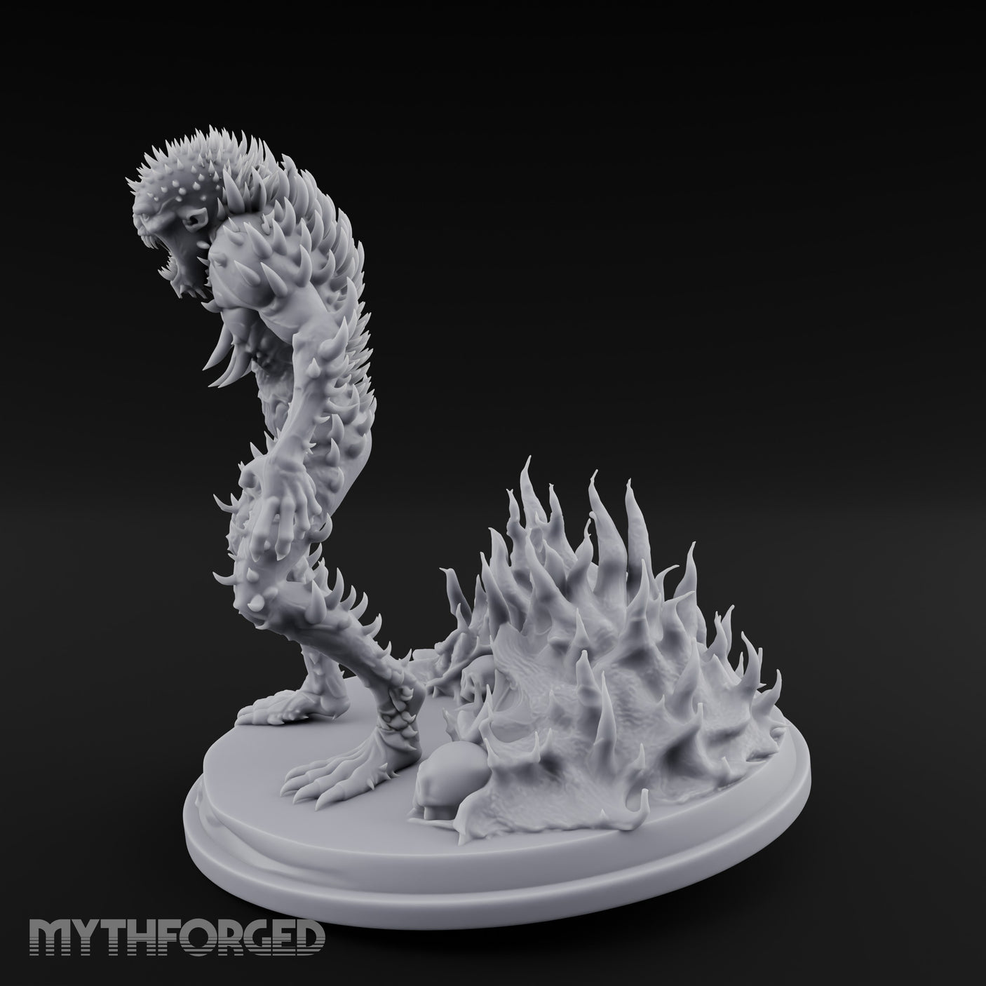 Spines Erupting Maw Agape Zombie Aberration Miniature for Dungeons and Dragons, Pathfinder or other TTRPGs