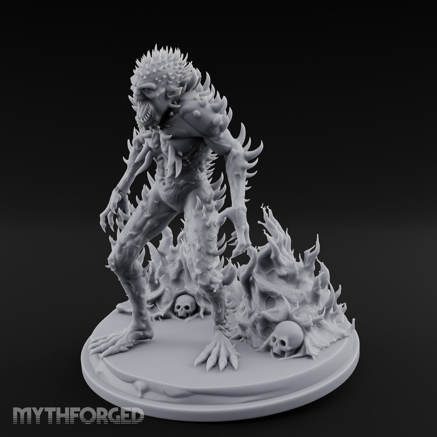 Spines Erupting Maw Agape Zombie Aberration Miniature for Dungeons and Dragons, Pathfinder or other TTRPGs