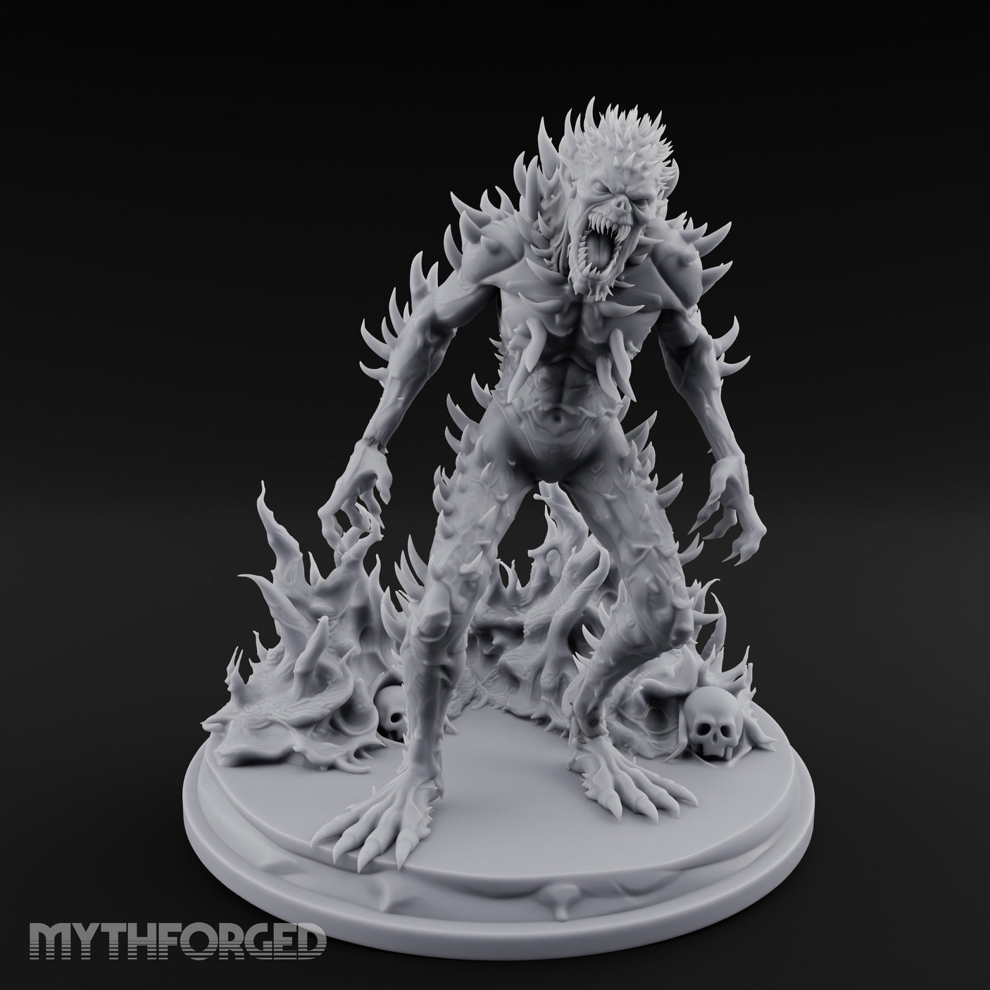 Spines Erupting Maw Agape Zombie Aberration Miniature for Dungeons and Dragons, Pathfinder or other TTRPGs