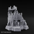 Spire-Bristled Idol-Flanked Gothic Temple Ruins Miniature for Dungeons and Dragons, Pathfinder or other TTRPGs