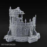 Spire-Bristled Idol-Flanked Gothic Temple Ruins Miniature for Dungeons and Dragons, Pathfinder or other TTRPGs