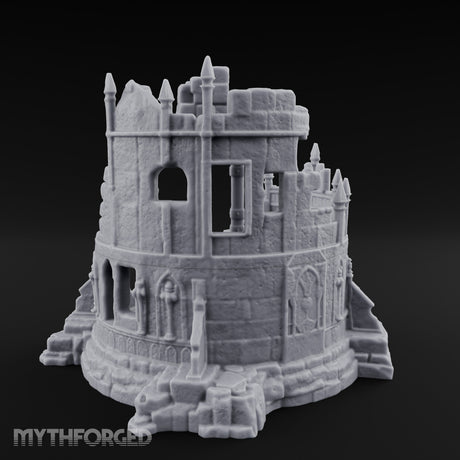 Spire-Bristled Idol-Flanked Gothic Temple Ruins Miniature for Dungeons and Dragons, Pathfinder or other TTRPGs