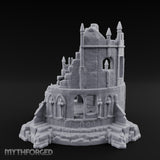 Spire-Bristled Idol-Flanked Gothic Temple Ruins Miniature for Dungeons and Dragons, Pathfinder or other TTRPGs
