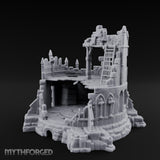 Spire-Bristled Idol-Flanked Gothic Temple Ruins Miniature for Dungeons and Dragons, Pathfinder or other TTRPGs
