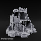 Spire-Bristled Idol-Flanked Gothic Temple Ruins Miniature for Dungeons and Dragons, Pathfinder or other TTRPGs