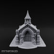Spire-Capped Arch-Doored Gothic Stone Chapel Miniature for Dungeons and Dragons, Pathfinder or other TTRPGs