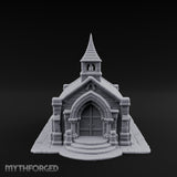Spire-Capped Arch-Doored Gothic Stone Chapel Miniature for Dungeons and Dragons, Pathfinder or other TTRPGs