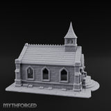 Spire-Capped Arch-Doored Gothic Stone Chapel Miniature for Dungeons and Dragons, Pathfinder or other TTRPGs