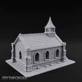Spire-Capped Arch-Doored Gothic Stone Chapel Miniature for Dungeons and Dragons, Pathfinder or other TTRPGs