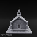 Spire-Capped Arch-Doored Gothic Stone Chapel Miniature for Dungeons and Dragons, Pathfinder or other TTRPGs
