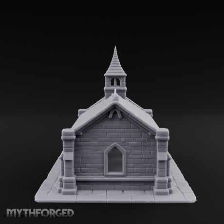 Spire-Capped Arch-Doored Gothic Stone Chapel Miniature for Dungeons and Dragons, Pathfinder or other TTRPGs