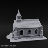 Spire-Capped Arch-Doored Gothic Stone Chapel Miniature for Dungeons and Dragons, Pathfinder or other TTRPGs